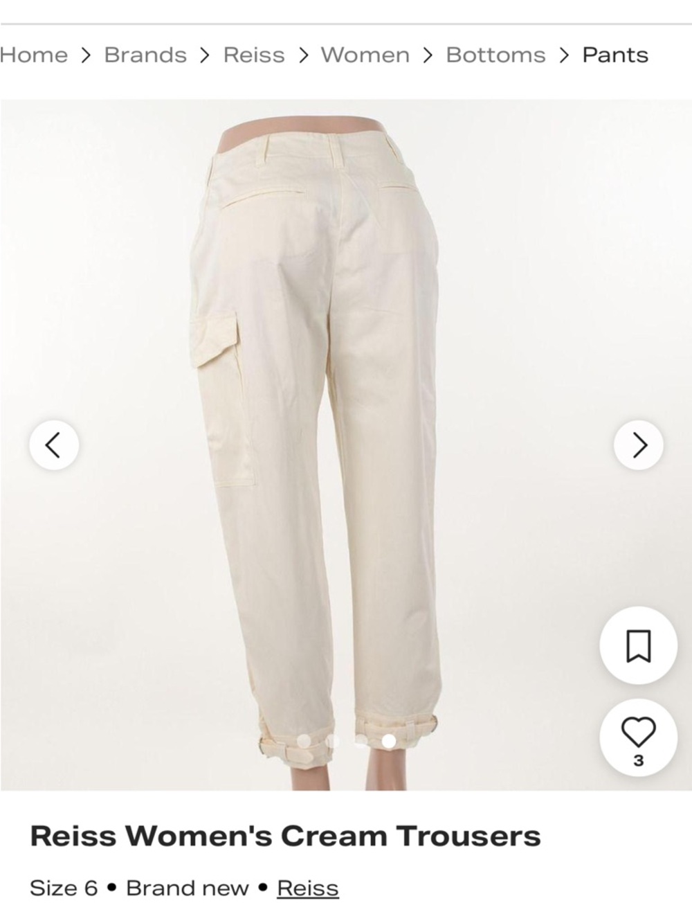 Reiss Cream Ankle Trousers - Picture 4 of 12